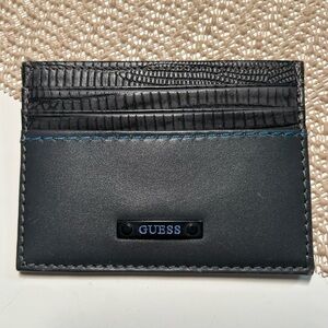 GUESS Black Leather Card Holder - Genuine Leather